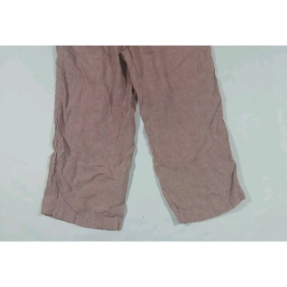 Athleta Cabo 100% Linen Pull On Wide Leg Pants Size 14P Petite Pink Casual - Picture 10 of 10